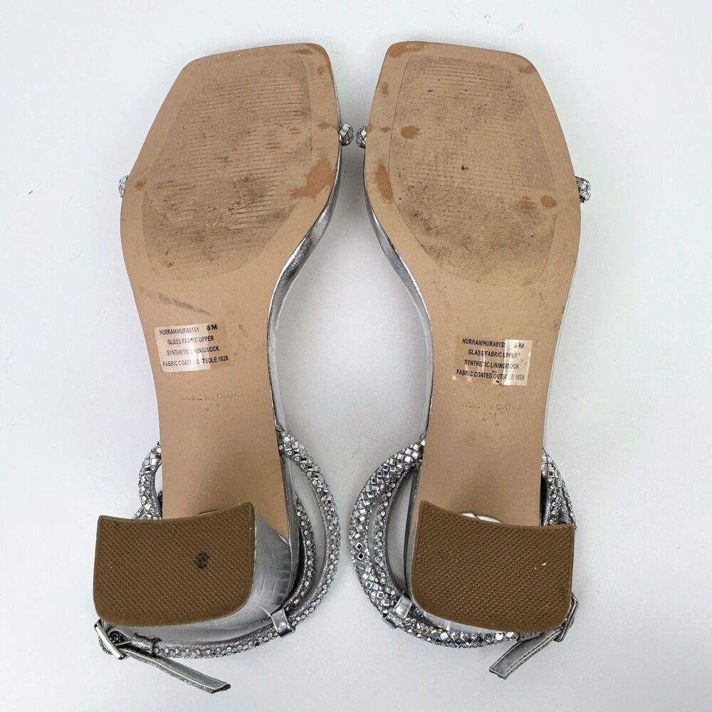 Steve Madden Hurrah Dress Sandals Silver Strappy Heels Crystal Embellishment 8 - Picture 8 of 12